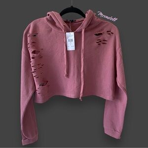 Distressed crop hoodie